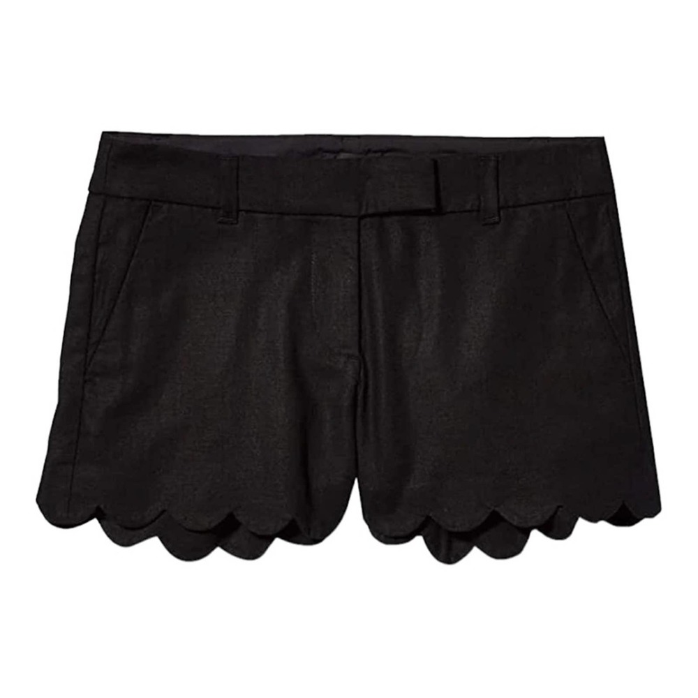 J. Crew Black Linen Blend Scallop Edge Chino Shorts